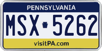 PA license plate MSX5262