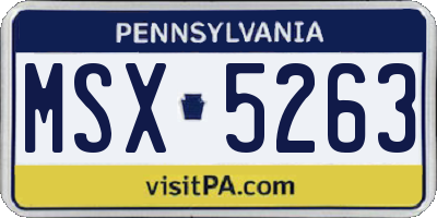 PA license plate MSX5263