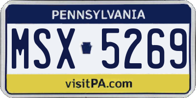 PA license plate MSX5269