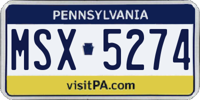 PA license plate MSX5274