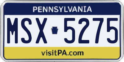 PA license plate MSX5275
