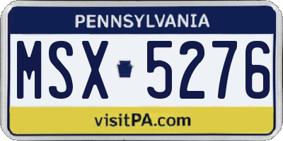 PA license plate MSX5276