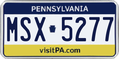 PA license plate MSX5277