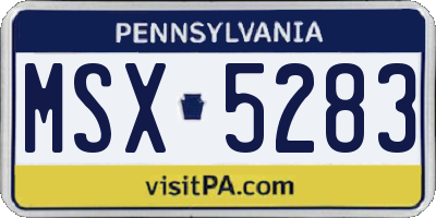 PA license plate MSX5283