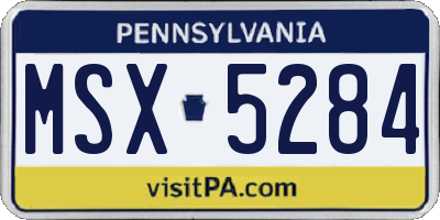 PA license plate MSX5284