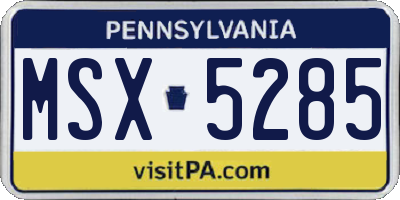 PA license plate MSX5285