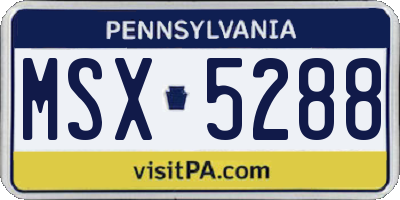 PA license plate MSX5288