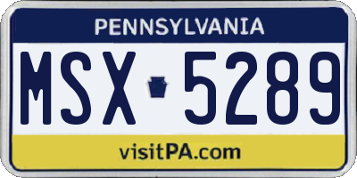 PA license plate MSX5289