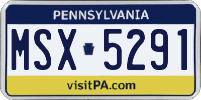 PA license plate MSX5291