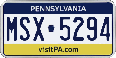 PA license plate MSX5294