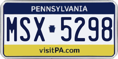 PA license plate MSX5298