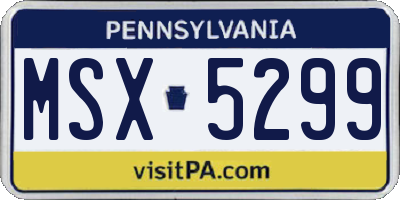 PA license plate MSX5299