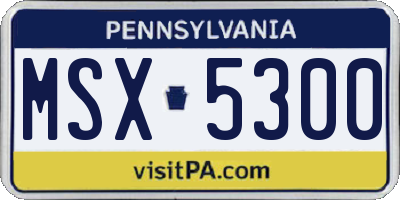 PA license plate MSX5300