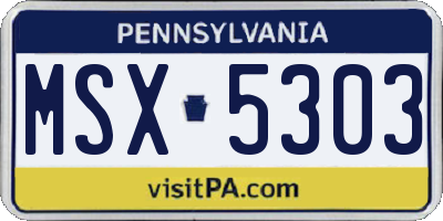 PA license plate MSX5303