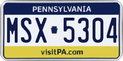 PA license plate MSX5304