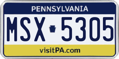 PA license plate MSX5305