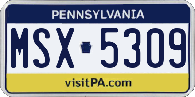 PA license plate MSX5309