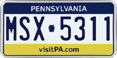 PA license plate MSX5311