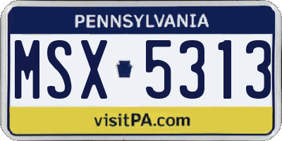PA license plate MSX5313