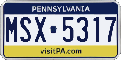 PA license plate MSX5317