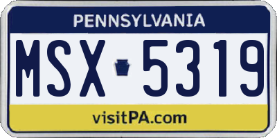 PA license plate MSX5319