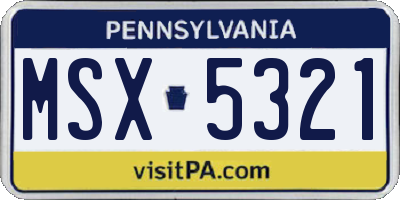 PA license plate MSX5321