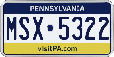 PA license plate MSX5322