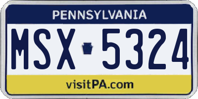 PA license plate MSX5324