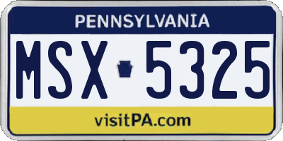 PA license plate MSX5325