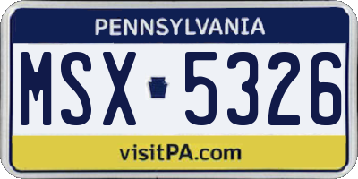 PA license plate MSX5326