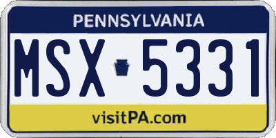 PA license plate MSX5331