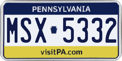 PA license plate MSX5332