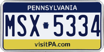 PA license plate MSX5334