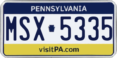 PA license plate MSX5335