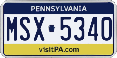 PA license plate MSX5340