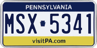 PA license plate MSX5341