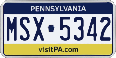 PA license plate MSX5342