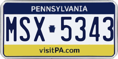 PA license plate MSX5343