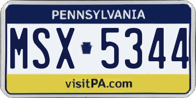PA license plate MSX5344