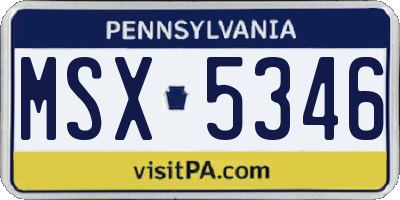 PA license plate MSX5346