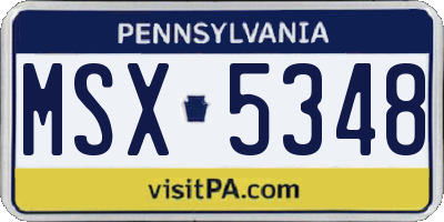 PA license plate MSX5348