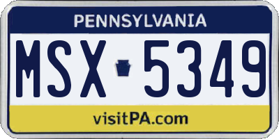 PA license plate MSX5349