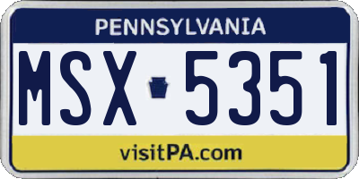 PA license plate MSX5351