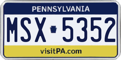 PA license plate MSX5352
