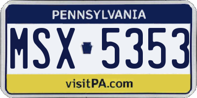 PA license plate MSX5353