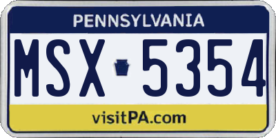 PA license plate MSX5354