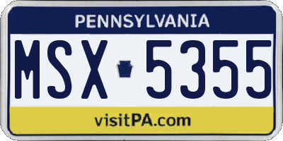 PA license plate MSX5355