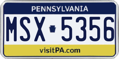 PA license plate MSX5356