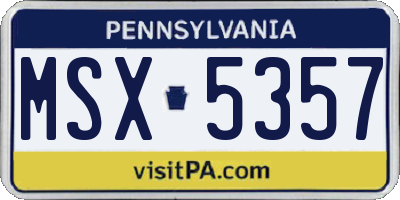 PA license plate MSX5357