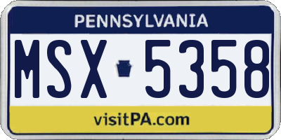 PA license plate MSX5358